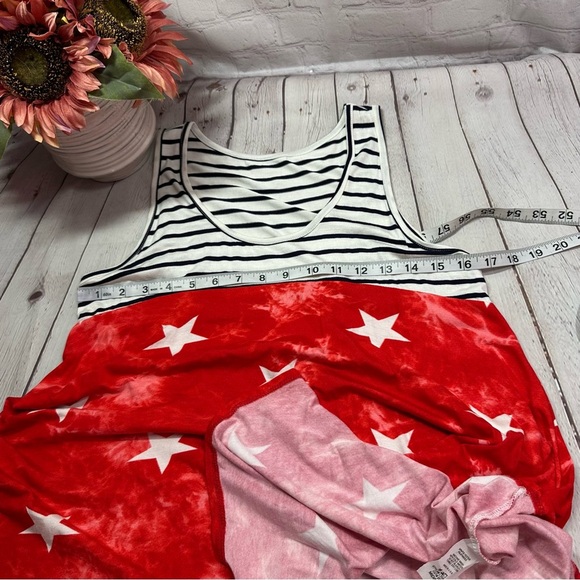 NWT boutique fireworks Red White Star navy stripes Patterned Womens tank Top - Picture 7 of 7